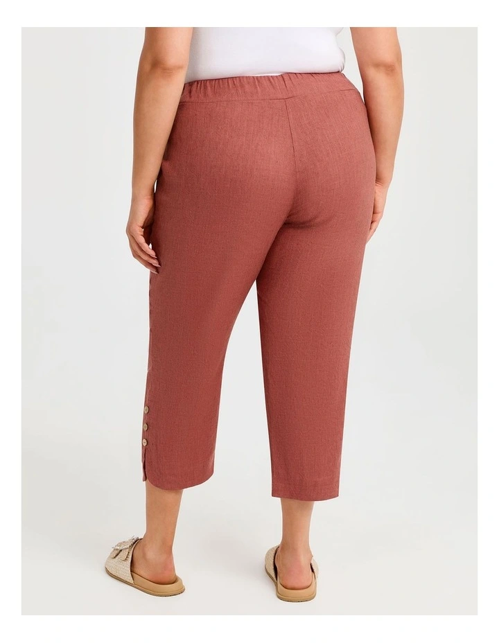 Slim Stretch Linen Crop Pant in Ginger Spice image 2