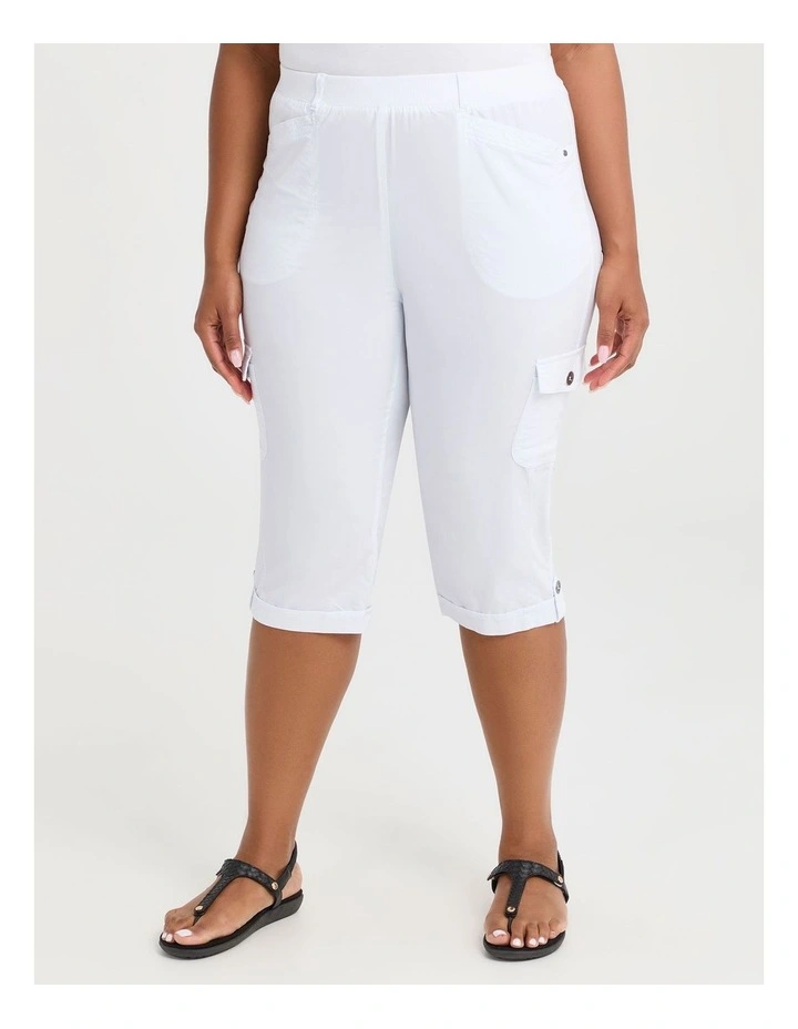 Castaway Rib Cargo Crop Pant White image 1