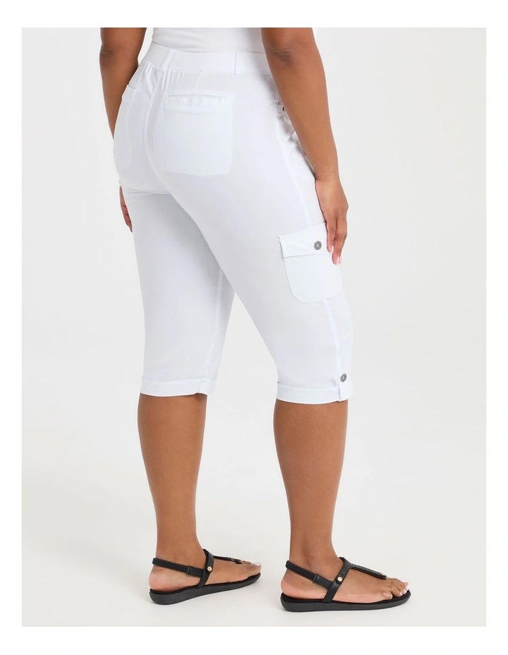 Castaway Rib Cargo Crop Pant White image 2