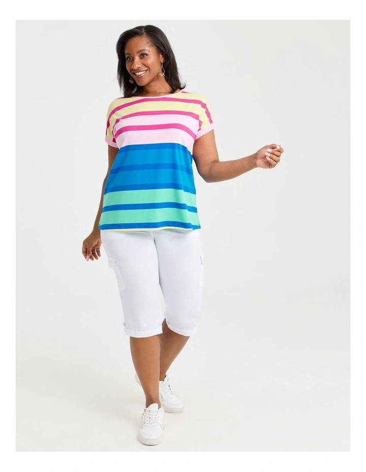 Castaway Rib Cargo Crop Pant White image 3