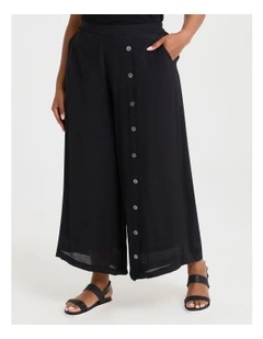 Natural Buttoned Wide Leg Pant in Black