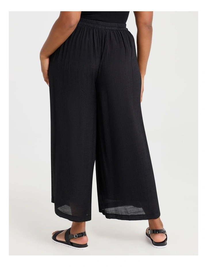 Natural Buttoned Wide Leg Pant in Black image 2