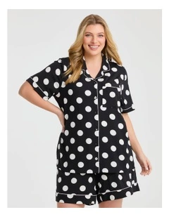 Modal Spot Button Pyjama Top in Black/Off White