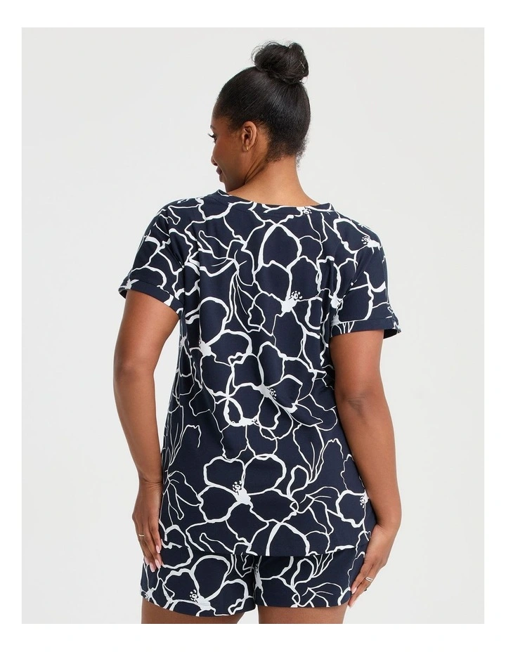 Australian Cotton Flora Pyjama Top Navy/White image 2