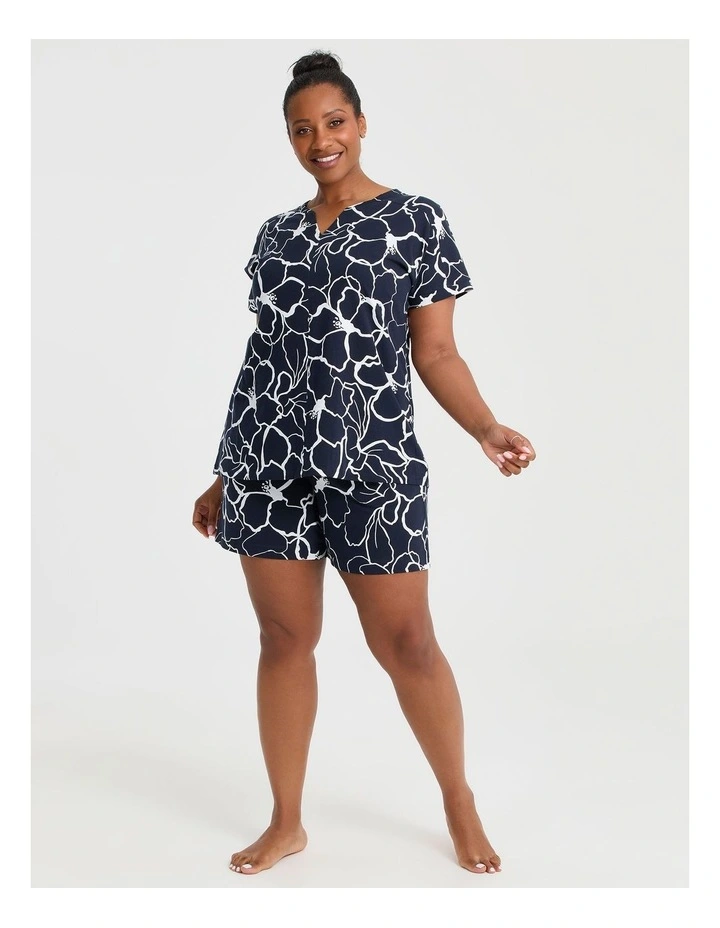 Australian Cotton Flora Pyjama Top Navy/White image 3