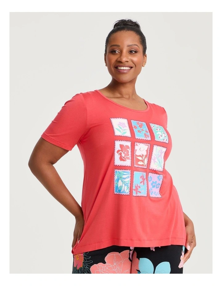 Bamboo Meadow Pyjama Top Deep Sea Coral image 1