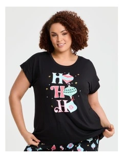 Bamboo Bauble Pyjama Top in Black