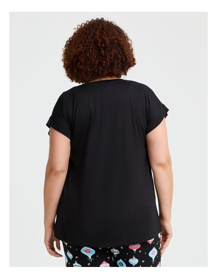 Bamboo Bauble Pyjama Top in Black image 2
