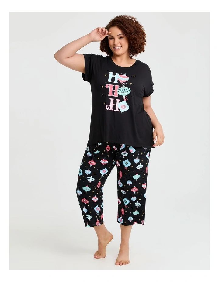 Bamboo Bauble Pyjama Top in Black image 3