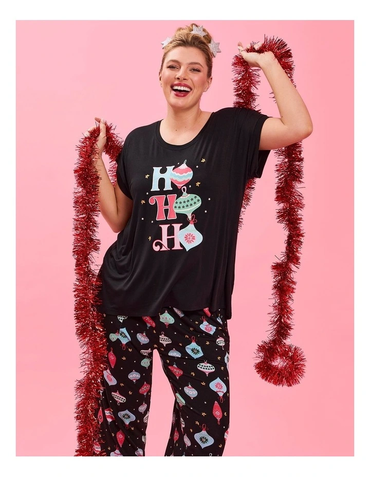 Bamboo Bauble Pyjama Top in Black image 4
