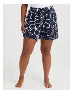 Australian Cotton Flora Pyjama Shorts in Navy/White