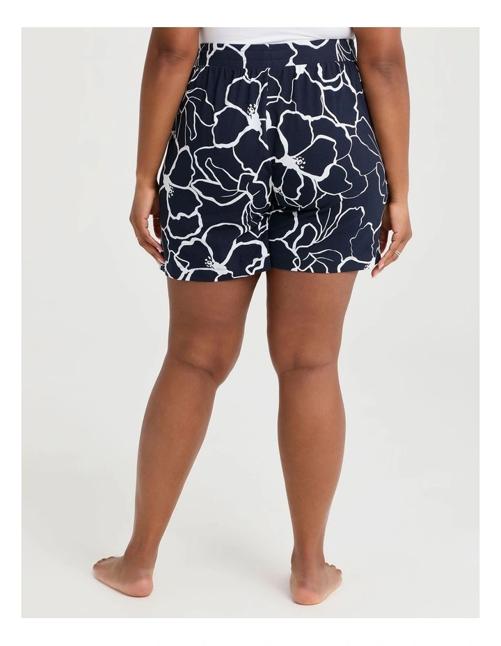 Australian Cotton Flora Pyjama Shorts in Navy/White image 2