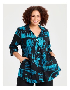 Taking Shape Colour Focus Natural Shirt in Tropical Teal Print