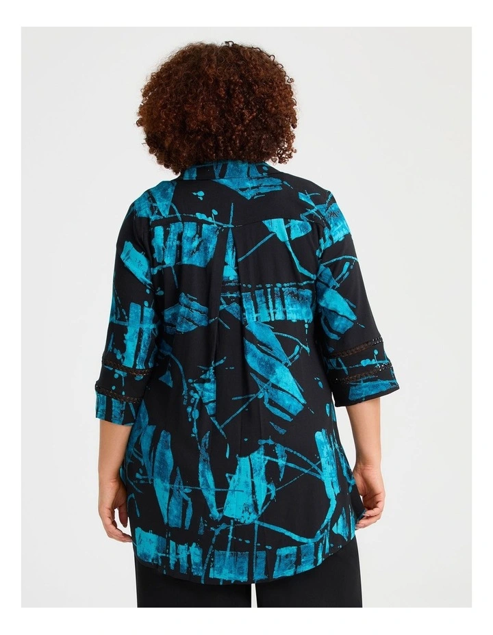 Colour Focus Natural Shirt in Tropical Teal Print image 2