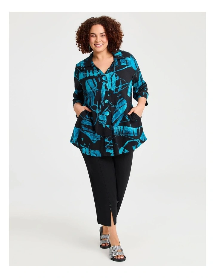 Colour Focus Natural Shirt in Tropical Teal Print image 4