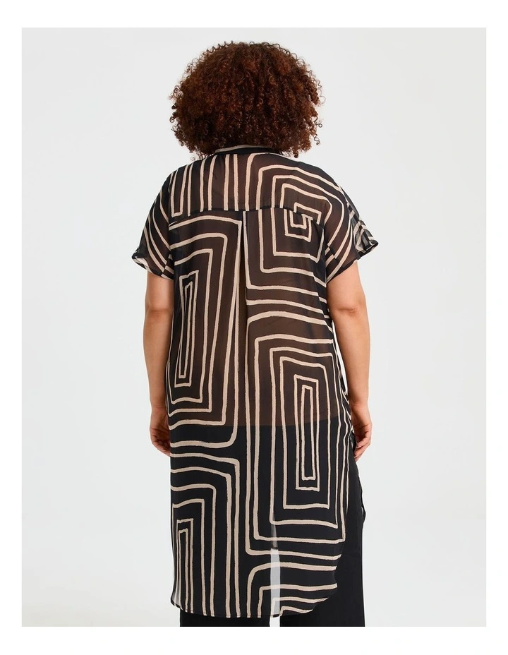 Marrakesh Chiffon Shirt in Black/Papyrus Print image 2