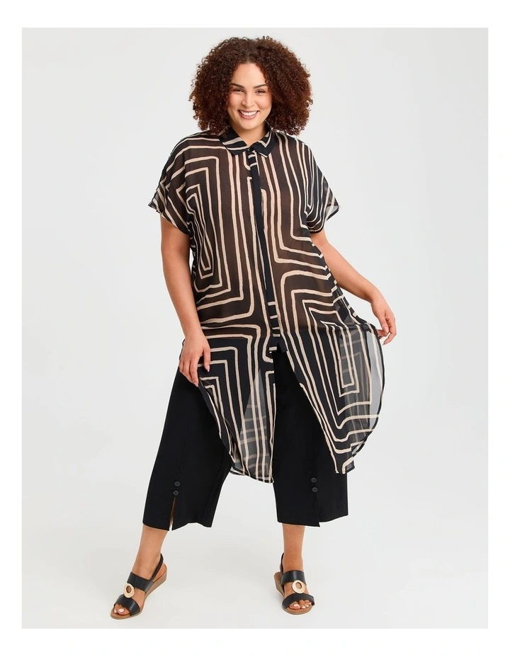 Marrakesh Chiffon Shirt in Black/Papyrus Print image 3