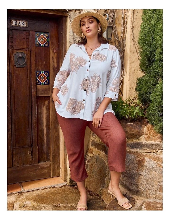 Embroidery Puff Print Shirt in White/Beige image 6