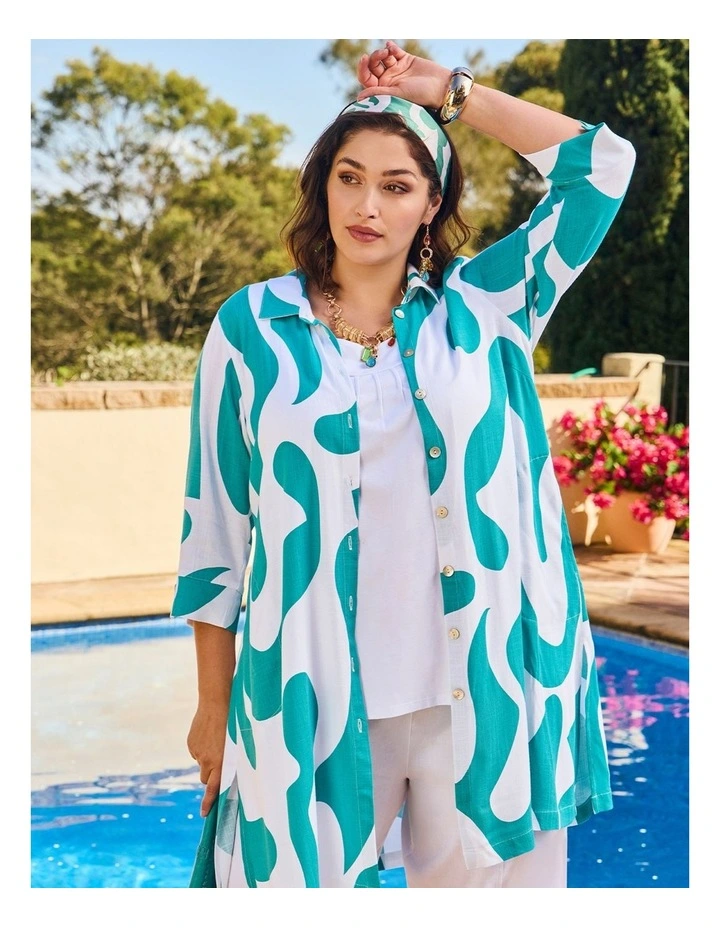 Making Waves Long Natural Shirt Print image 5