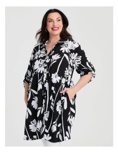 Natural Abstract Floral Shirt in Print