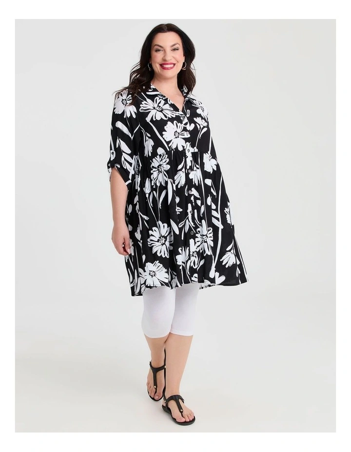 Natural Abstract Floral Shirt in Print image 3