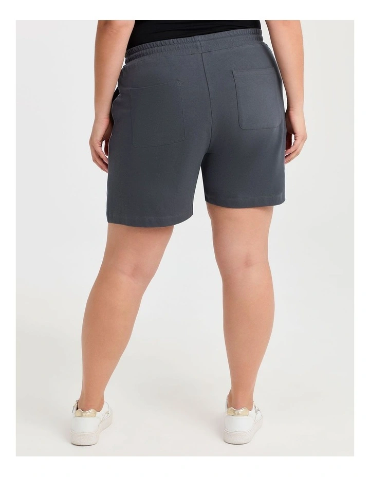 Cotton Piping Active Shorts in Pewter image 2