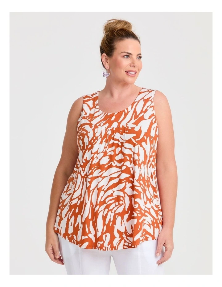 Gather Neck Panel Tank White/rust image 1