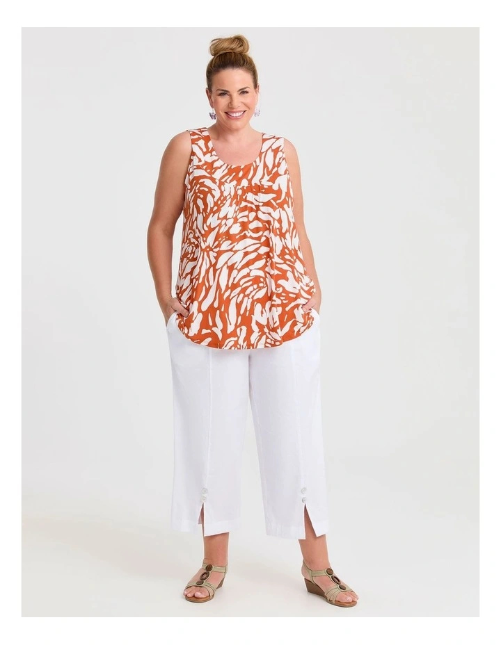 Gather Neck Panel Tank White/rust image 3