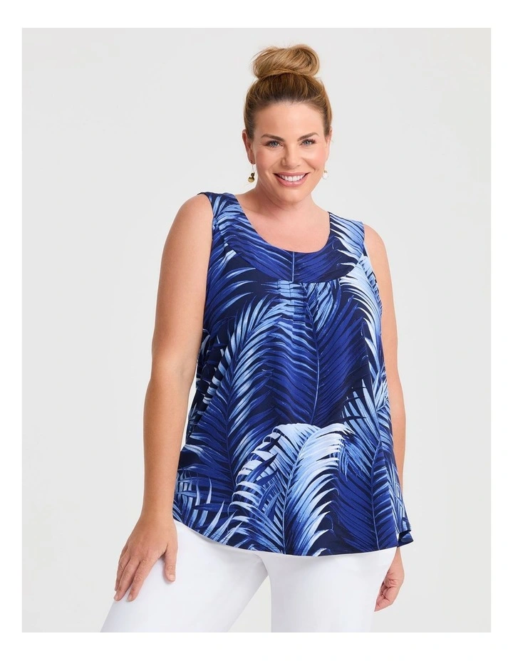 Gather Neck Panel Tank Blue Print image 1