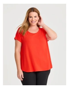 Natural Round Neck Everyday T-Shirt in Orange