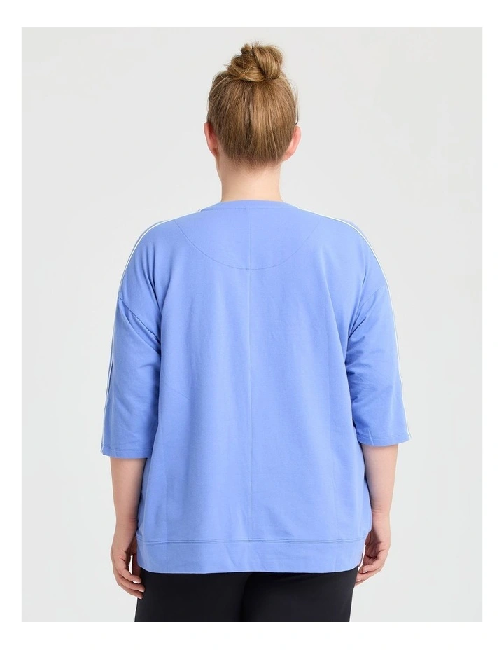 Cotton Piping Leisure Sweatshirt in Crystal Blue image 2