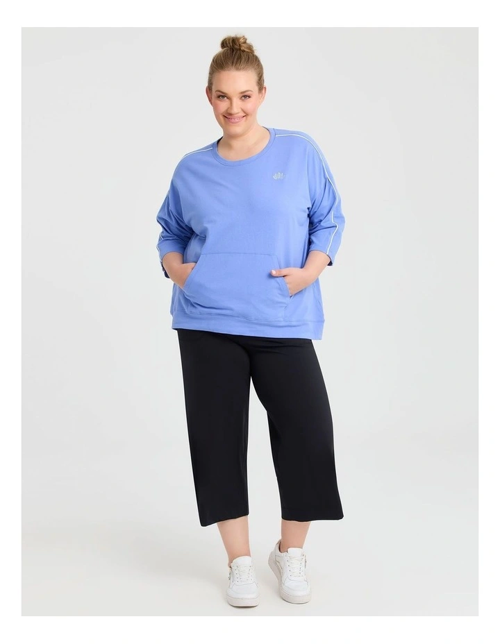 Cotton Piping Leisure Sweatshirt in Crystal Blue image 3