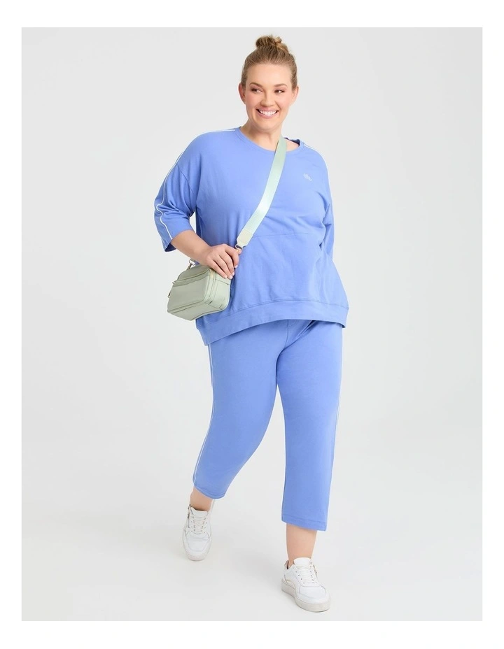 Cotton Piping Leisure Sweatshirt in Crystal Blue image 4