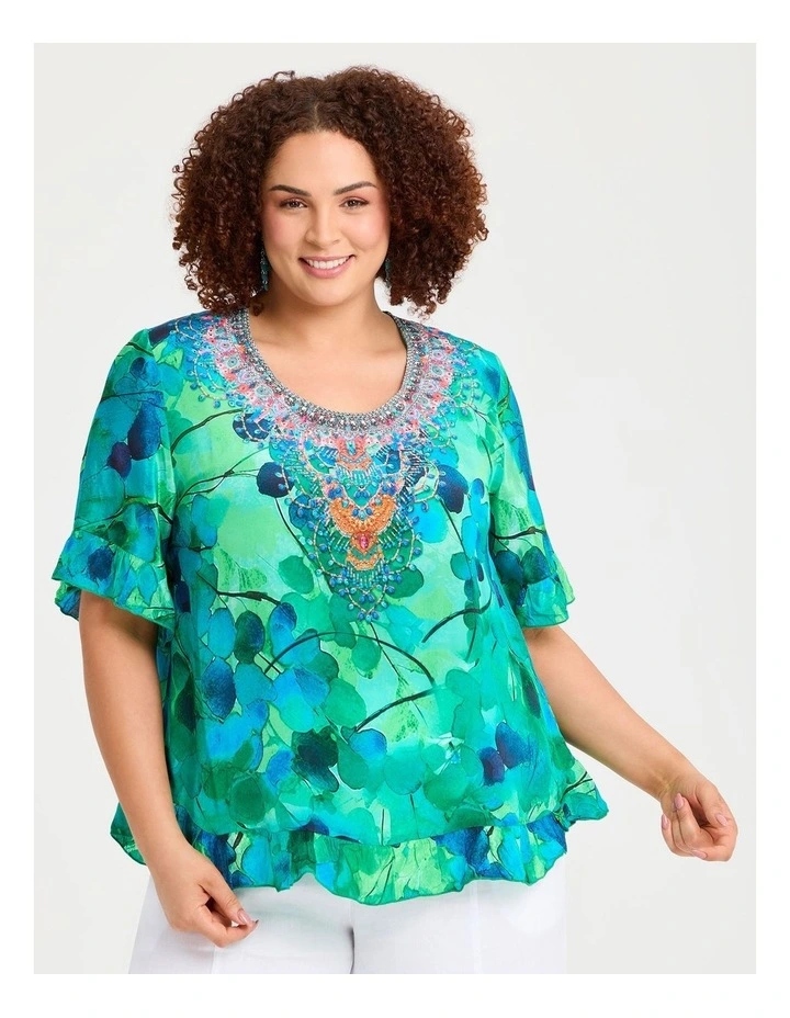 Salsa Ruffle Natural Top Print image 1