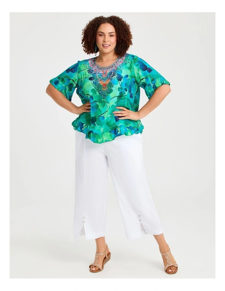 Salsa Ruffle Natural Top Print image 3