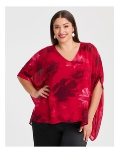 Ruby Floral Chiffon Event Top Floral