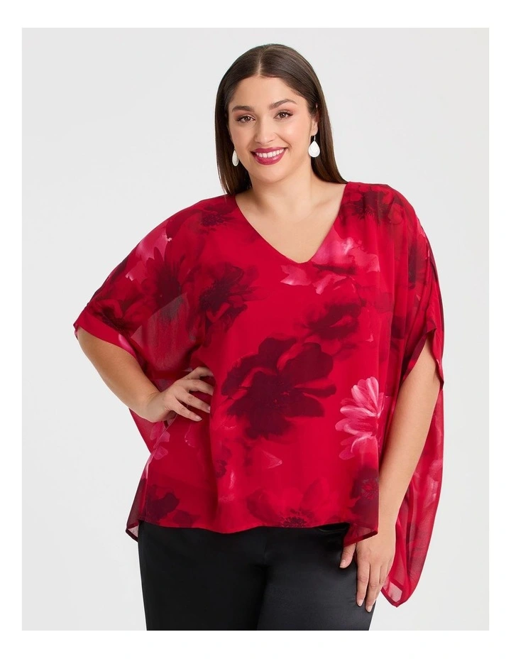 Ruby Floral Chiffon Event Top Floral image 1