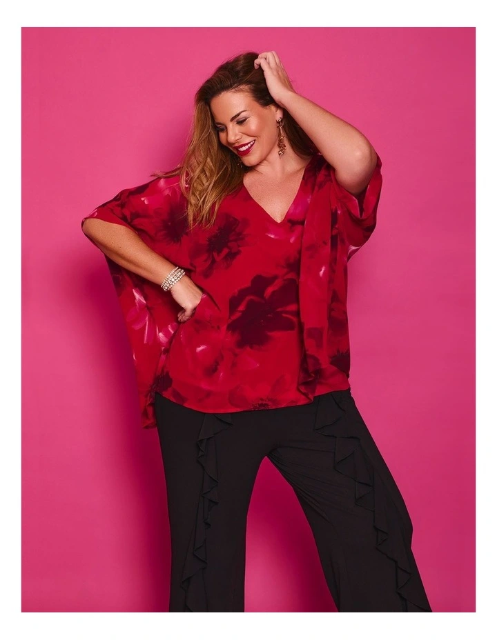 Ruby Floral Chiffon Event Top Floral image 4