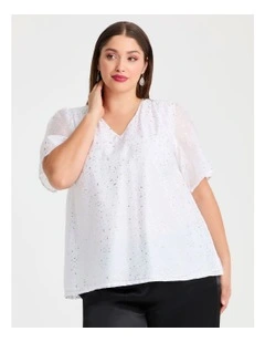 Gilded Tencel Cocktail Top White/gold