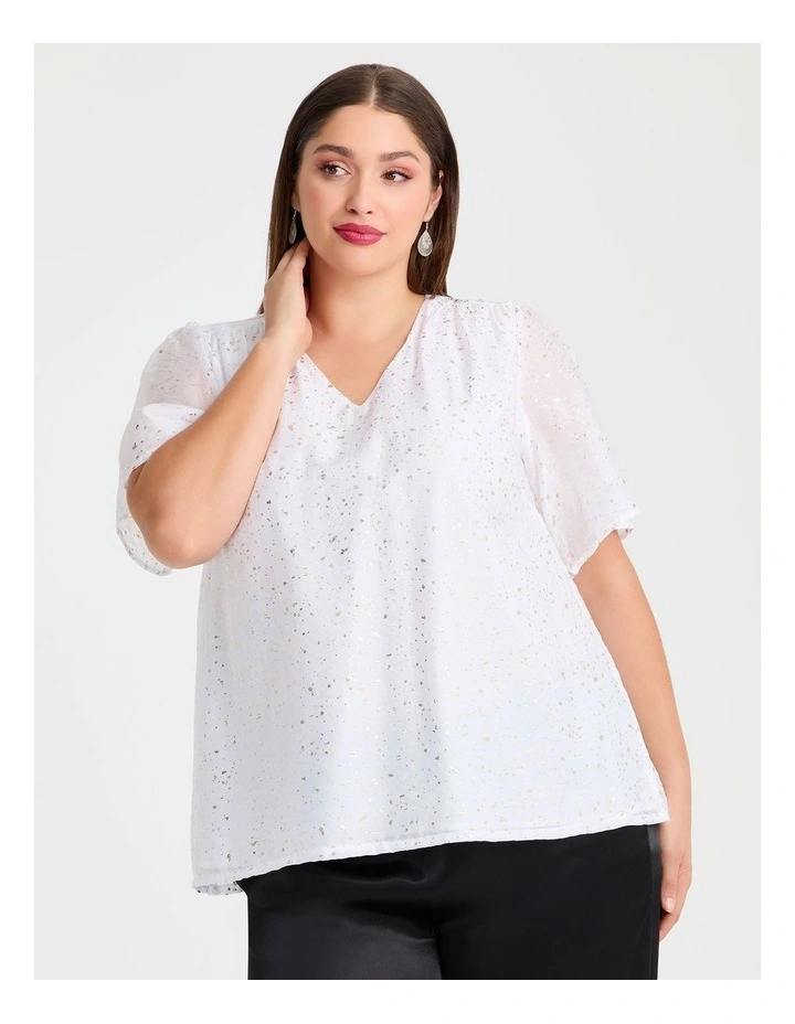 Gilded Tencel Cocktail Top White/gold image 1