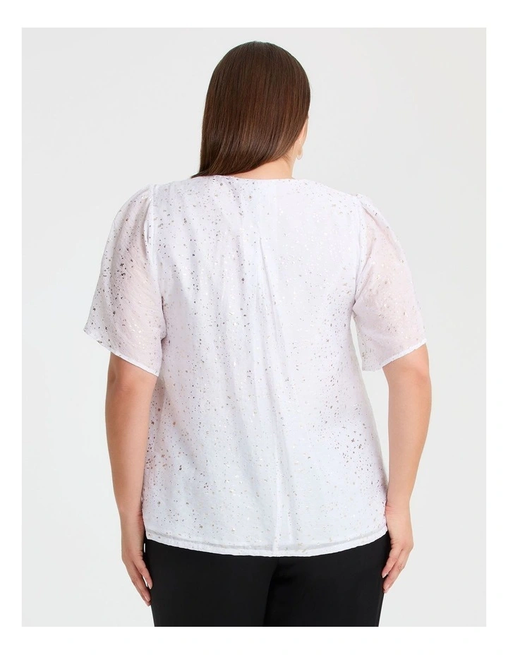 Gilded Tencel Cocktail Top White/gold image 2