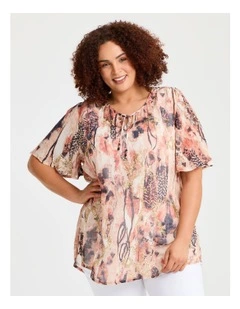 Sequin Abstract Natural Top in Multi