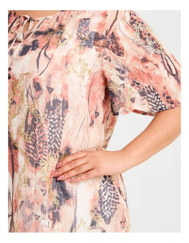 Sequin Abstract Natural Top in Multi image 3