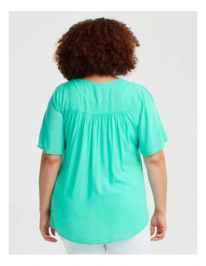 Sequin Embroidered Natural Top Mint image 2