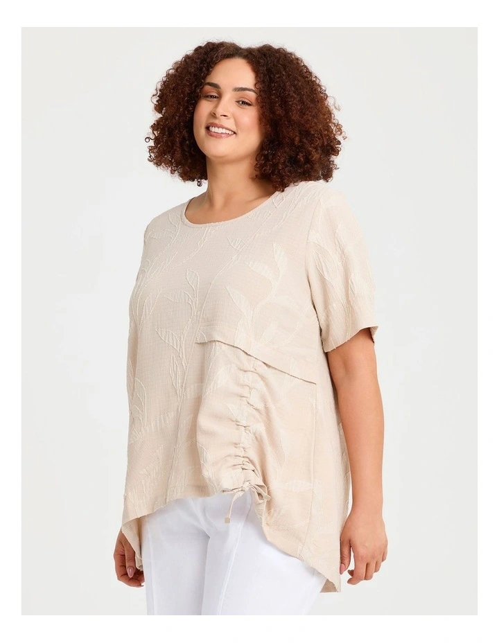 Jacquard Drawstring Top in Papyrus image 1