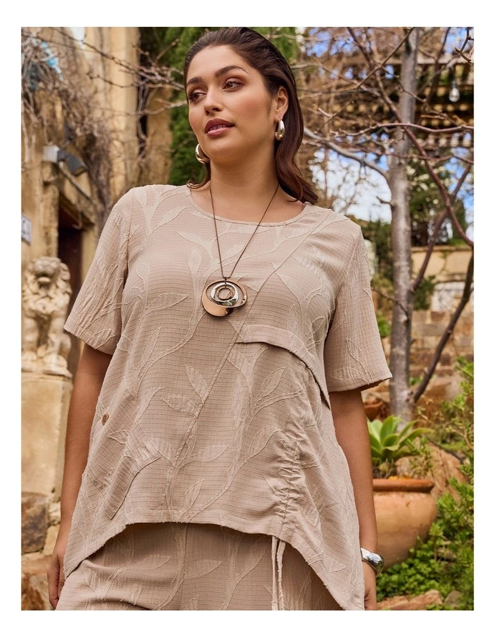 Jacquard Drawstring Top in Papyrus image 4