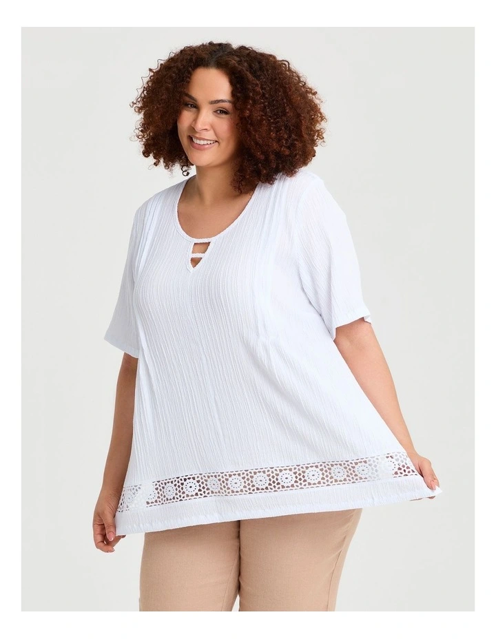 Crinkle Natural Top in White image 1