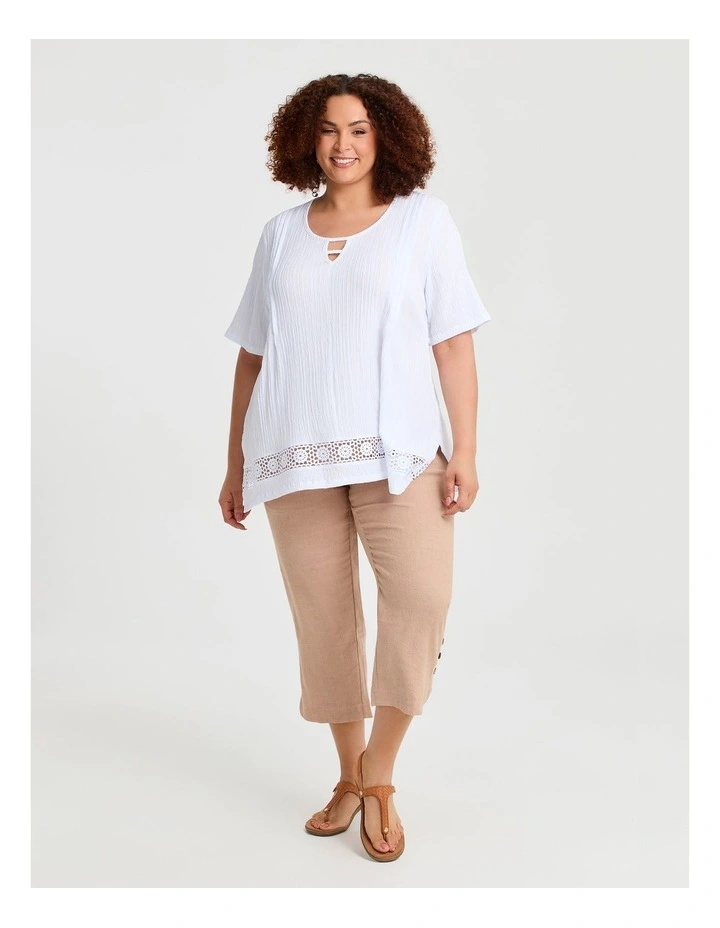 Crinkle Natural Top in White image 3