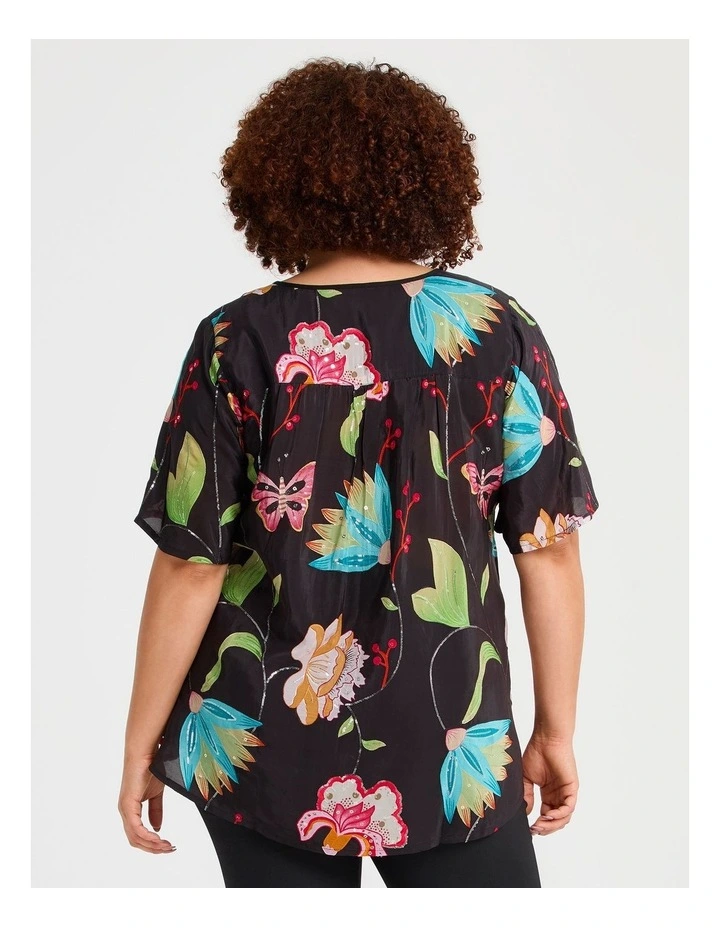 Sequin Embroidery Natural Top Black/multi image 2