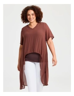 Chiffon Destination Top Dark Russet